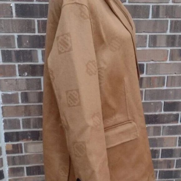 NWT Maje Brown Tabac Wool Oversized Belted Blazer Jacket Coat Size 0 XS - Picture 6 of 11